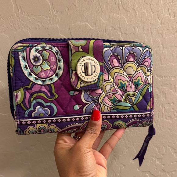 Vera Bradley Quilted Zip-Around Wallet | Purple Floral - Picture 12 of 14